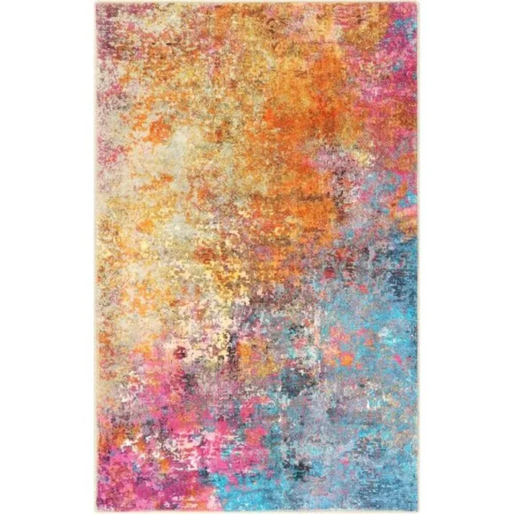 3x5 Modern Abstract Area Rug, Washable Colorful Non-Slip Carpet for Home & Room
